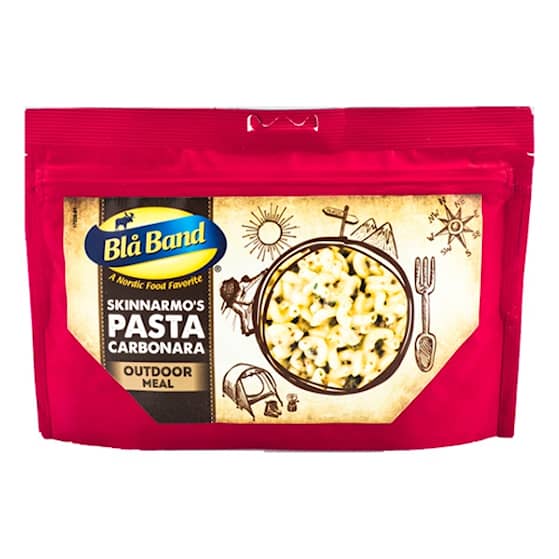 Pakastekuivattu ruokalaji, joka valmistuu helposti ja nopeasti. Ola Skinnarmos pasta on kermainen pasta juustolla ja naudanlihalla.