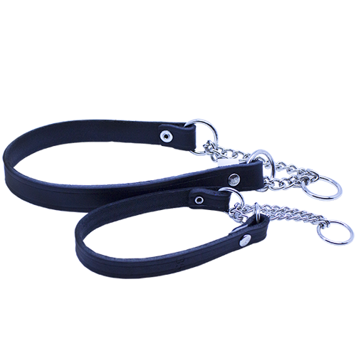 Lederhalsband Halbstrang 1,2x30 cm Schwarz