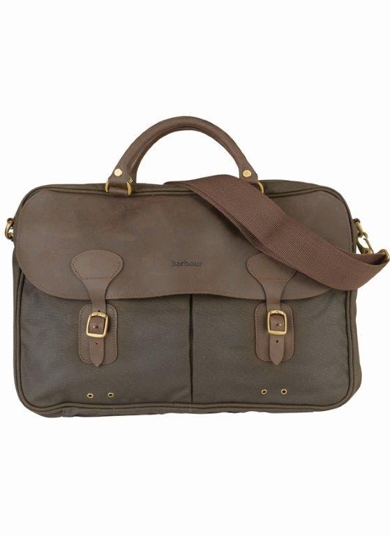 Barbour Wax Leather Briefcase Olive