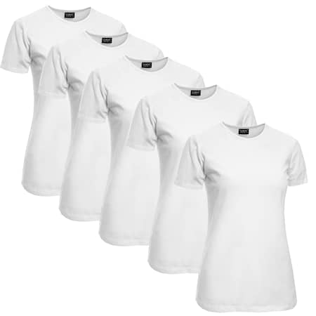 Clique T-paita Naiset, 5-pack Valkoinen