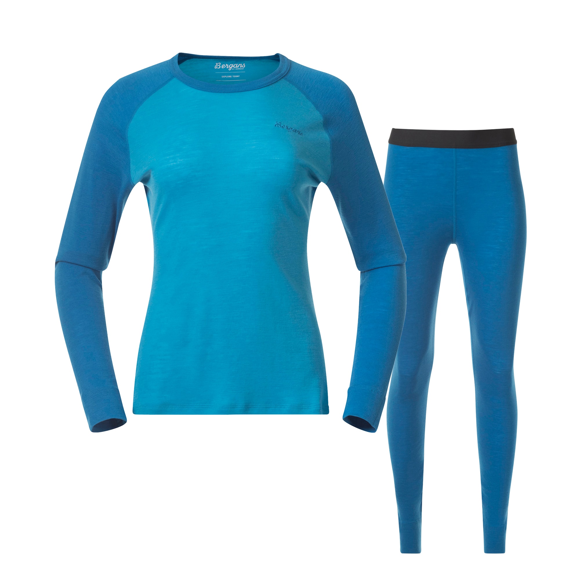 Bergans Allround Merino Baselayer Set Women Aqua Lagoon/Dark Aqua Lagoon