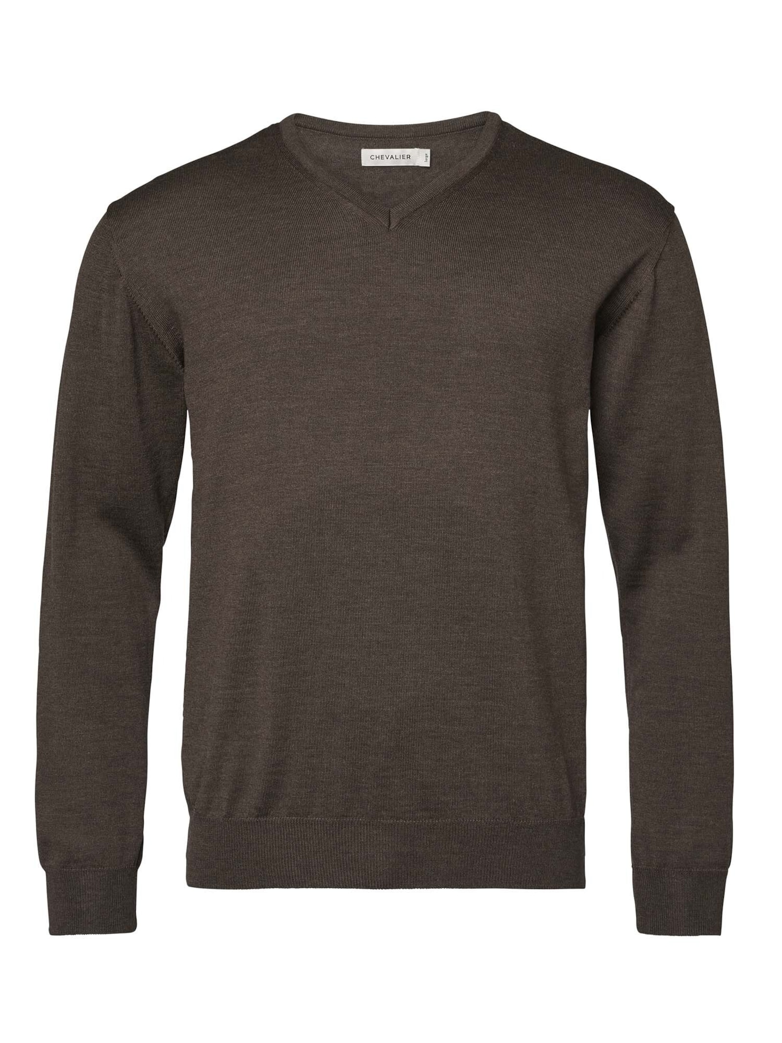 Chevalier Aston V-Neck Merino Pullover Mænd Læder Brun