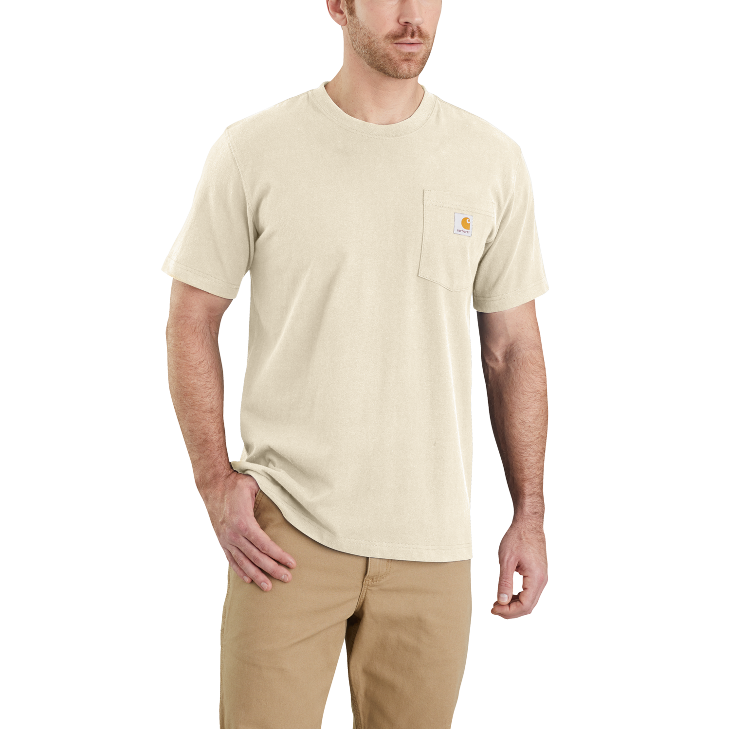 Carhartt K87 pocket s/s T-shirt, Herr, Oat milk, XL -