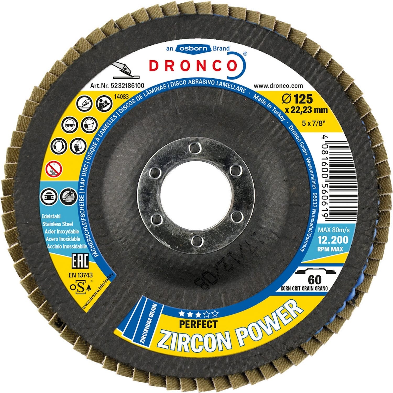 Dronco Lamellskiva 125mm K40 Zircon Power Konisk