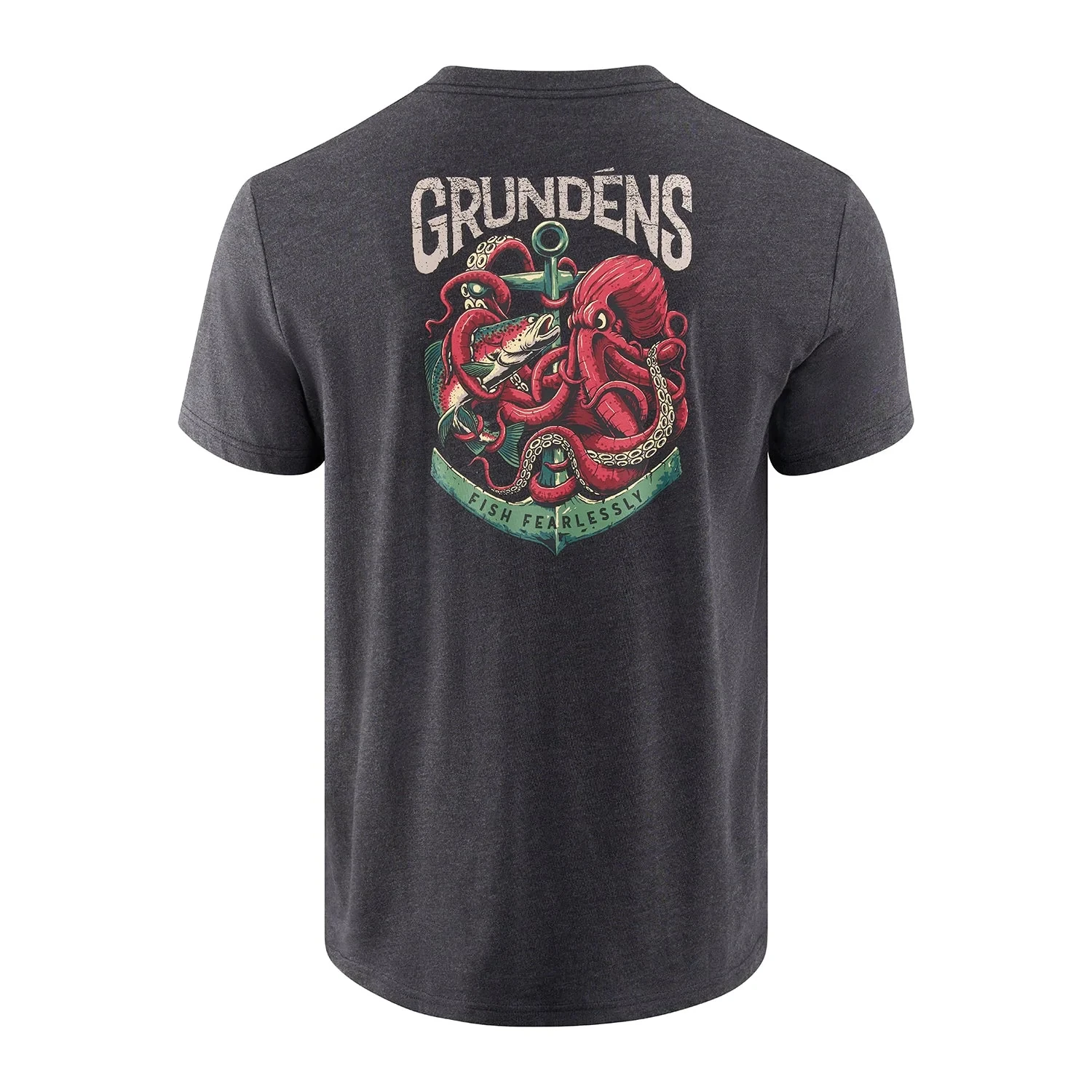 Grundens Octo-Trout Kortärmad T-Shirt Heather Charcoal