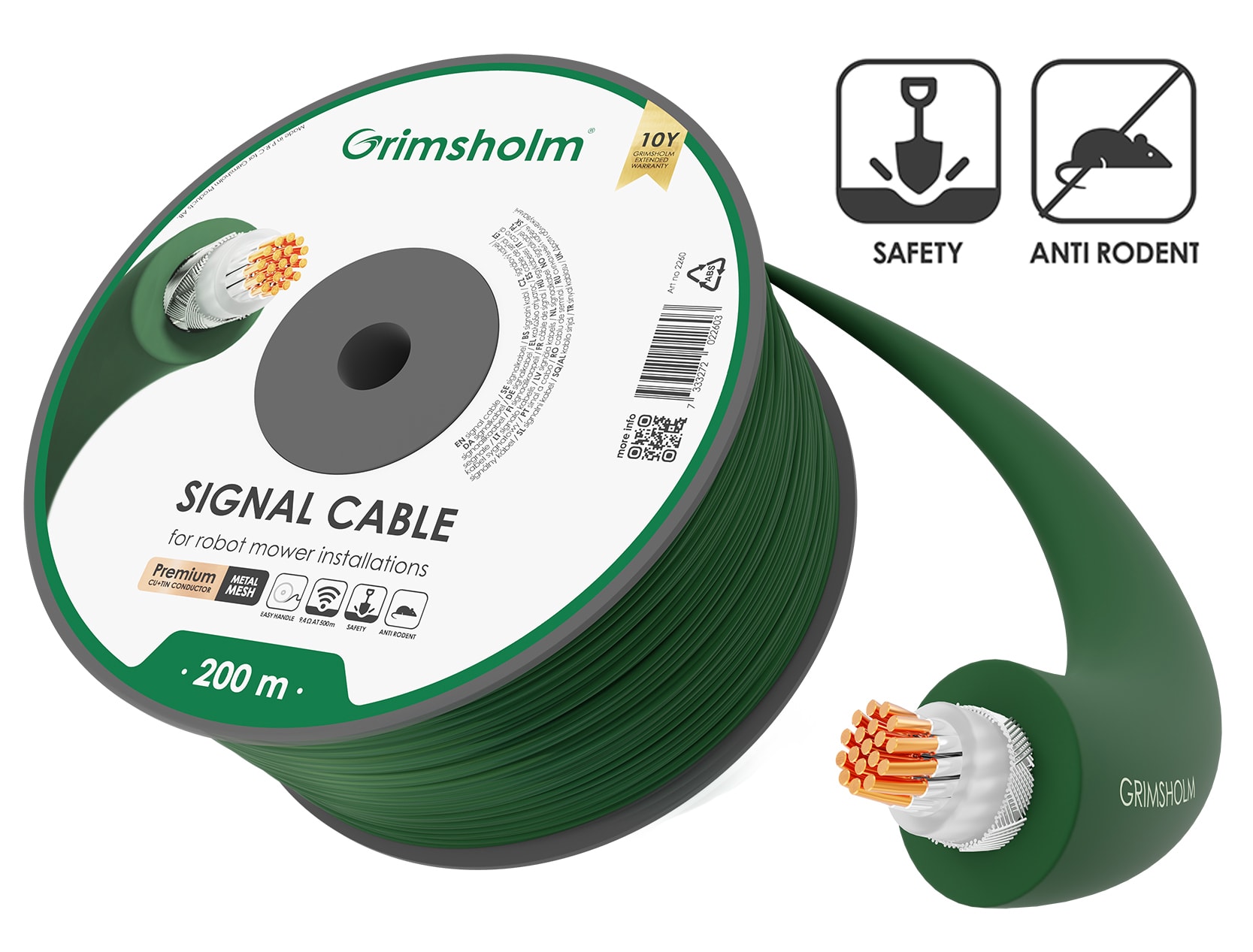 Grimsholmin rajakaapeli Premium metalliverkko 200m