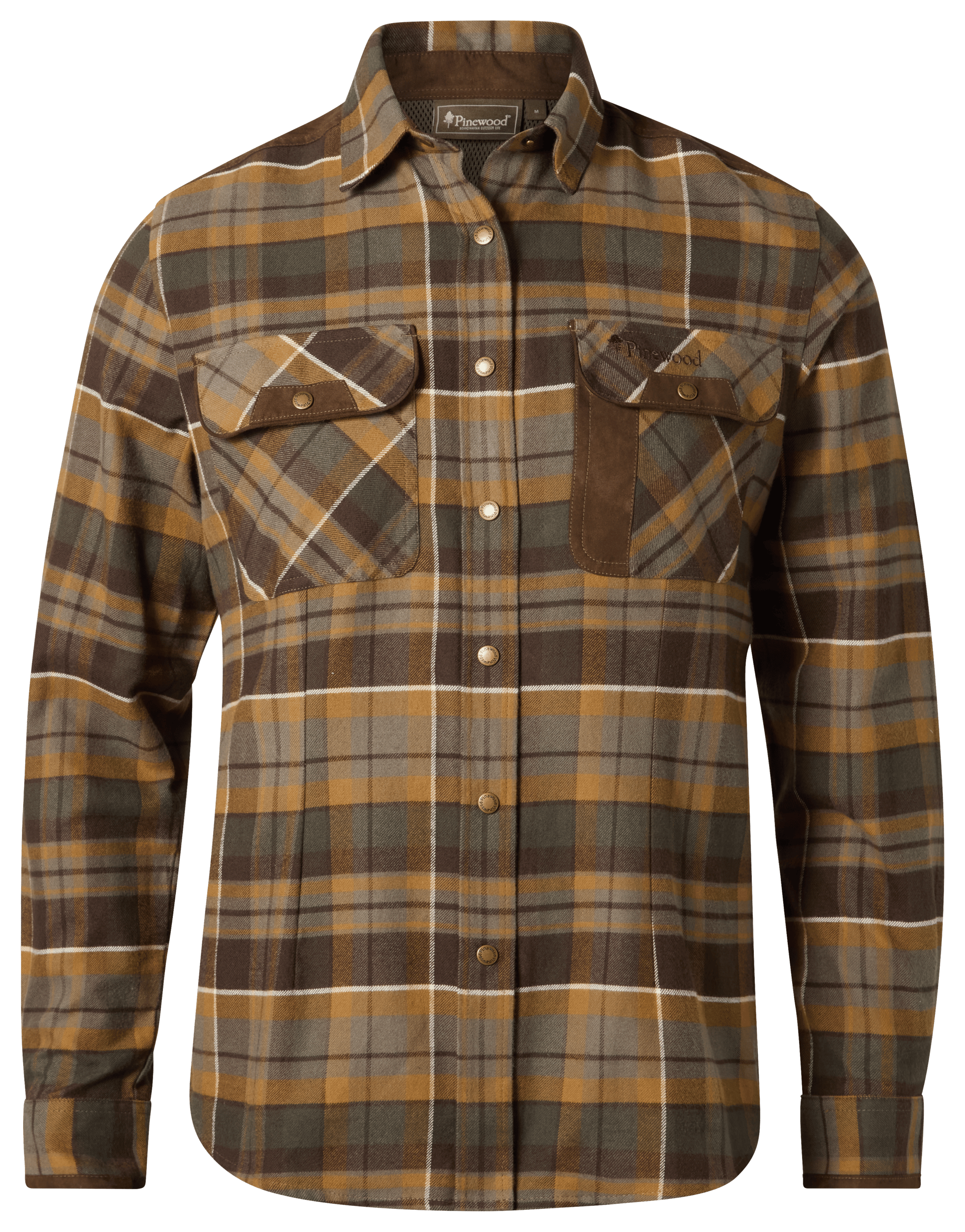 Pinewood Prestwick Exclusive Skjorta Dam Dark Brown/Dark Sandstone