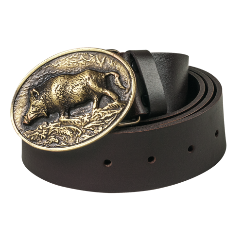 5 Ledergürtel mit Wildschweinschnalle