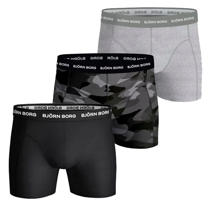 Björn Borg Boxerit 3 kpl, Musta/Harmaa/Printti M