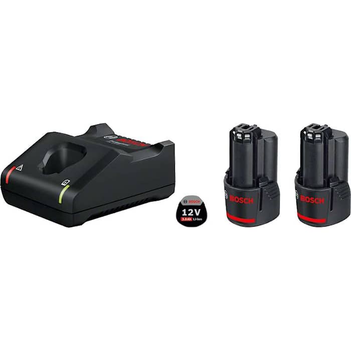 Bosch Batterie & Schnellladegerät Starter-Set 12V 2 Stück 3Ah & GAL 12V-40