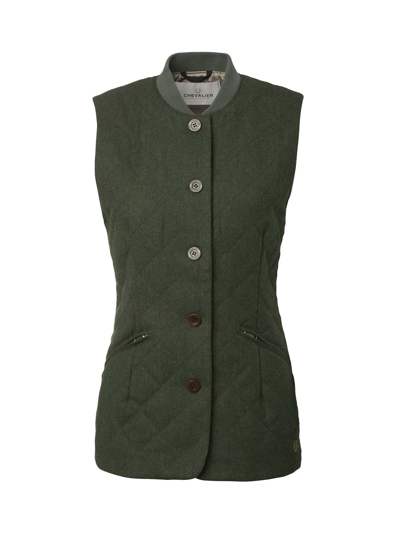 Chevalier Allington Fill100 Tweed Vest Women Dark Green 36W -
