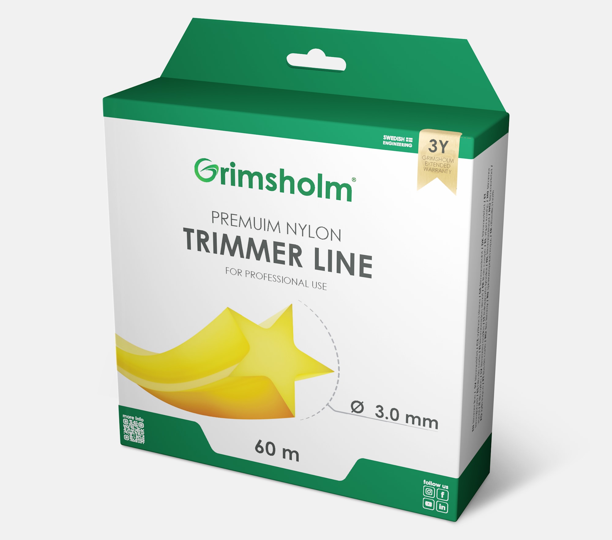 Grimsholm Trimmerfaden Star Gelb 3,0mm 60m