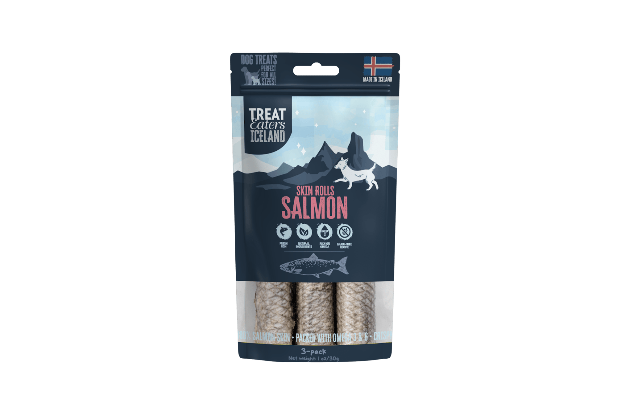 Treateaters Iceland Salmon Skin Rolls 3-pack