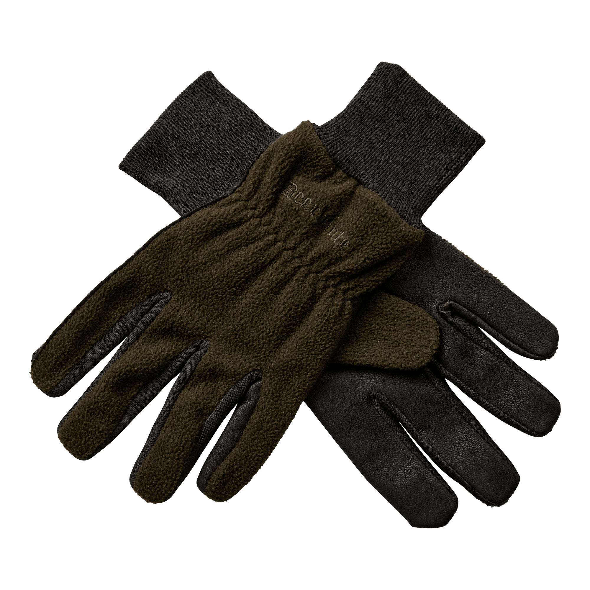 Deerhunter Fleece Gloves w. Leather Art Green