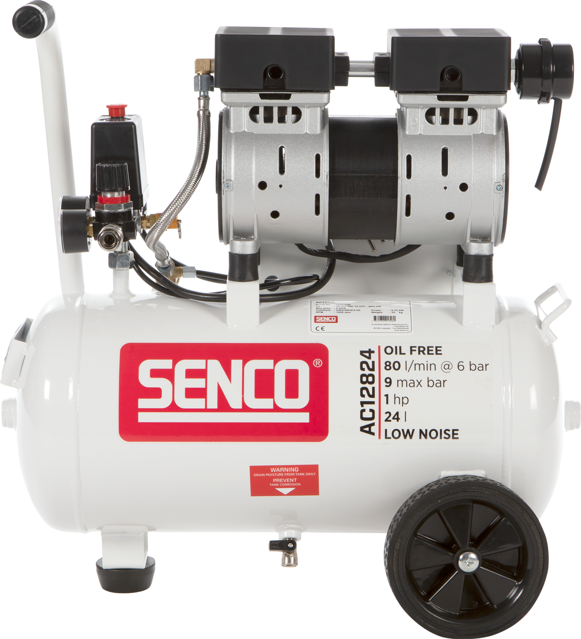 Senco Kompressor AC12824 9bar 24l oljefri, ljudisolerad
