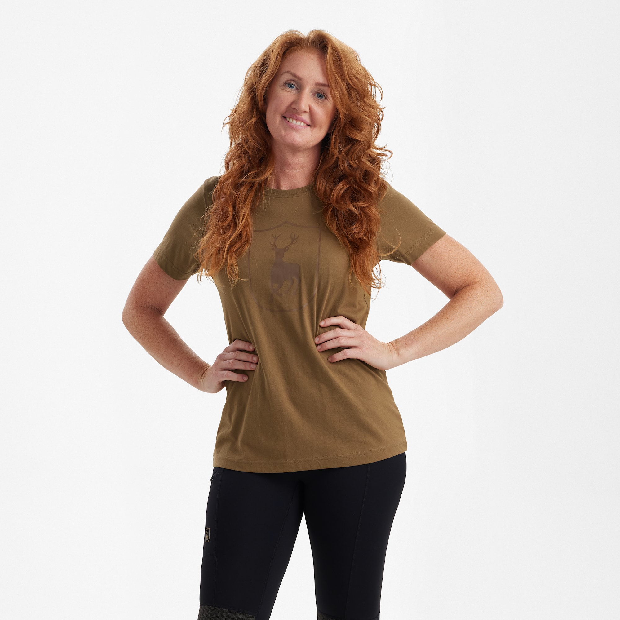 Deerhunter Lady T-shirt med logo Dame Butternut