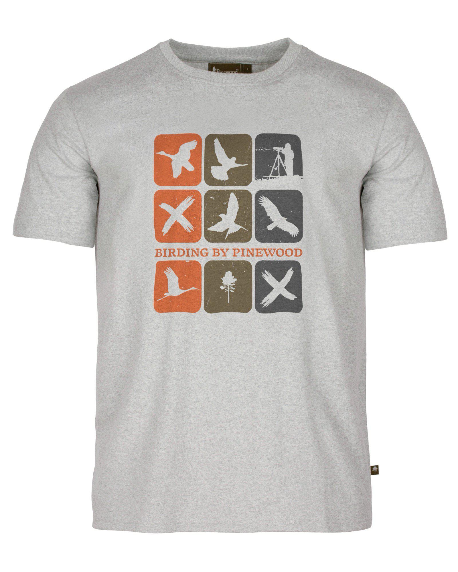 Pinewood Birding T-shirt Herr Light Grey Melange Combo