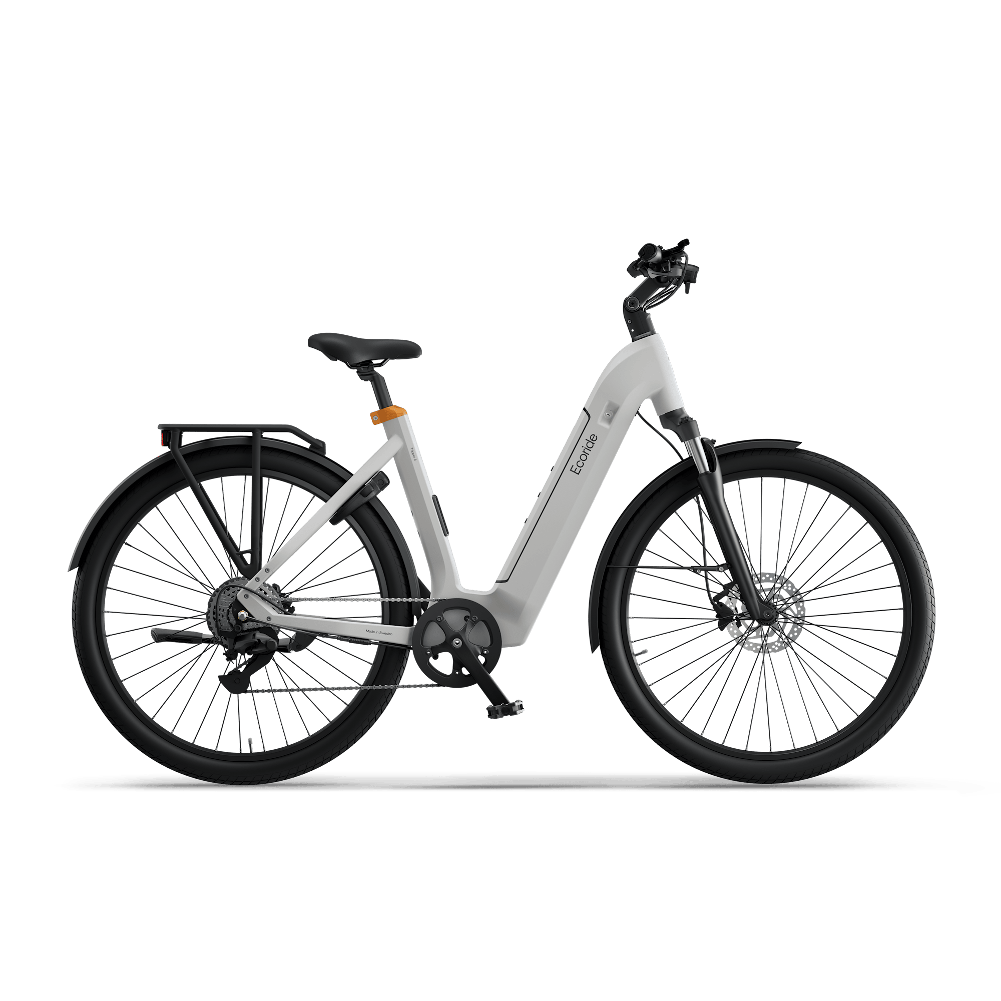 Ecoride Tripper 4 Elcykel Hybrid Navmotor Skivbroms Lågt insteg Vit