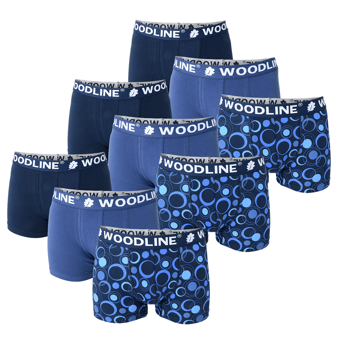 Woodline-boksershortsit, siniset, 9 kpl:n pakkaus