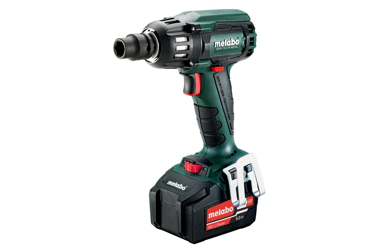 Metabo Mutterinväännin SSW 18 LTX 400 BL 1/2" sisältää 2x5,2Ah akut ja laturin