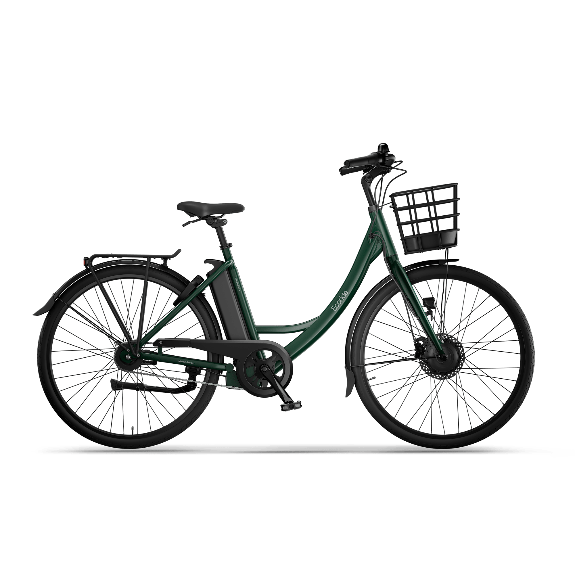 Ecoride Ambassador 3 Elcykel Navmotor Kedja Fotbroms Grön