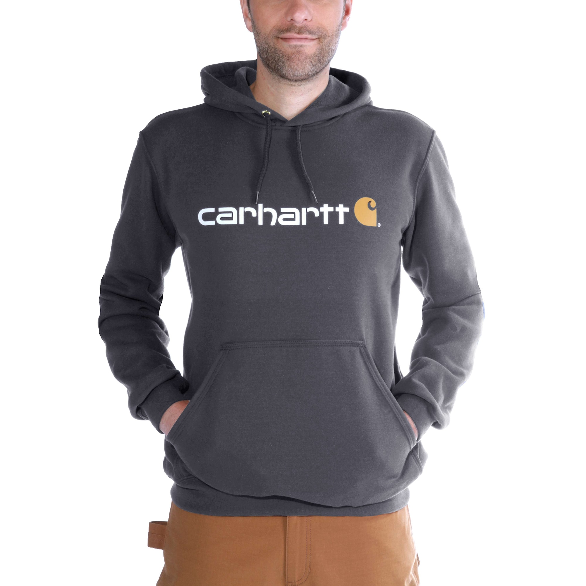 Carhartt Signature Logo Hoodie Herr Carbon Heather M