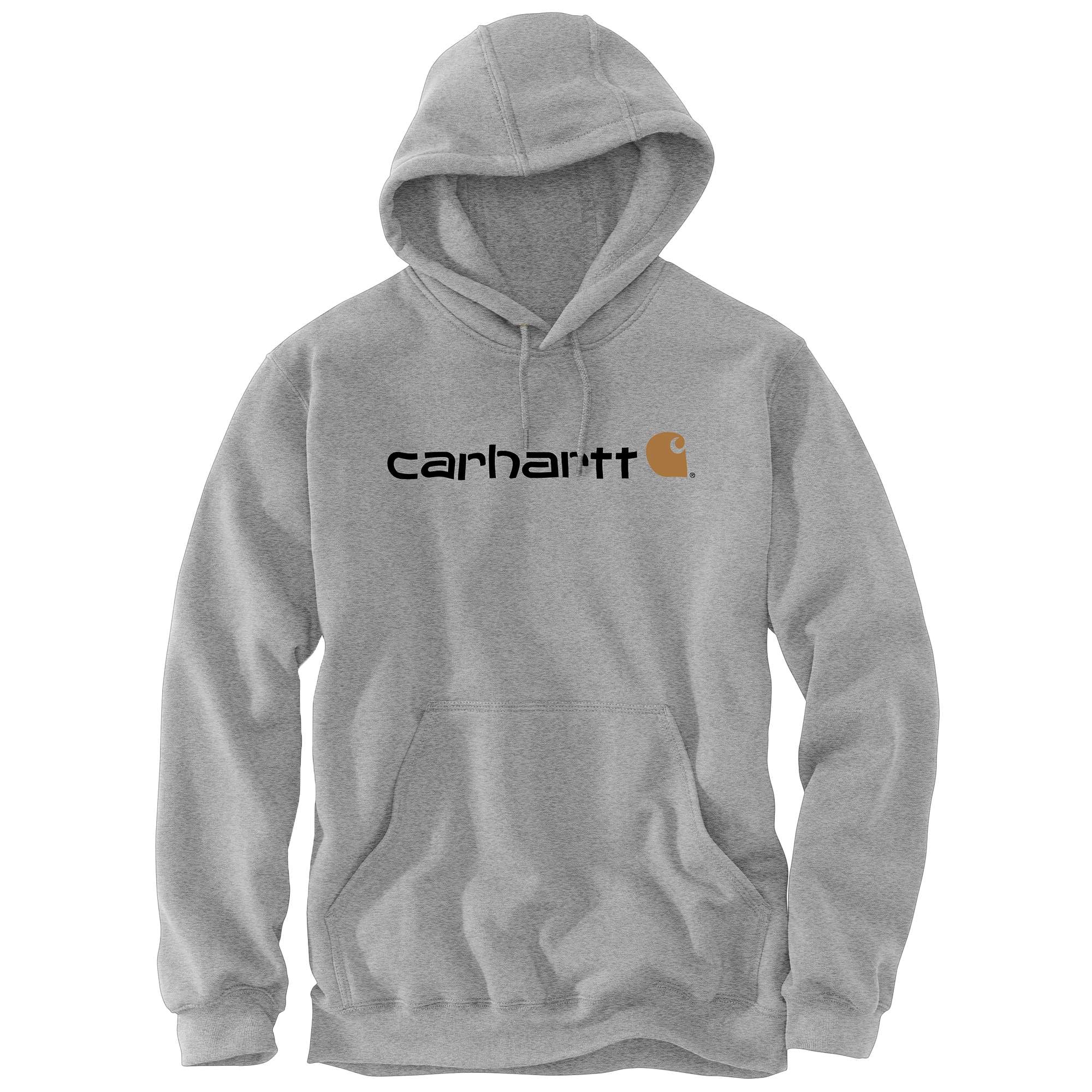 Carhartt Signature Logo Hoodie Herr Heather Grey