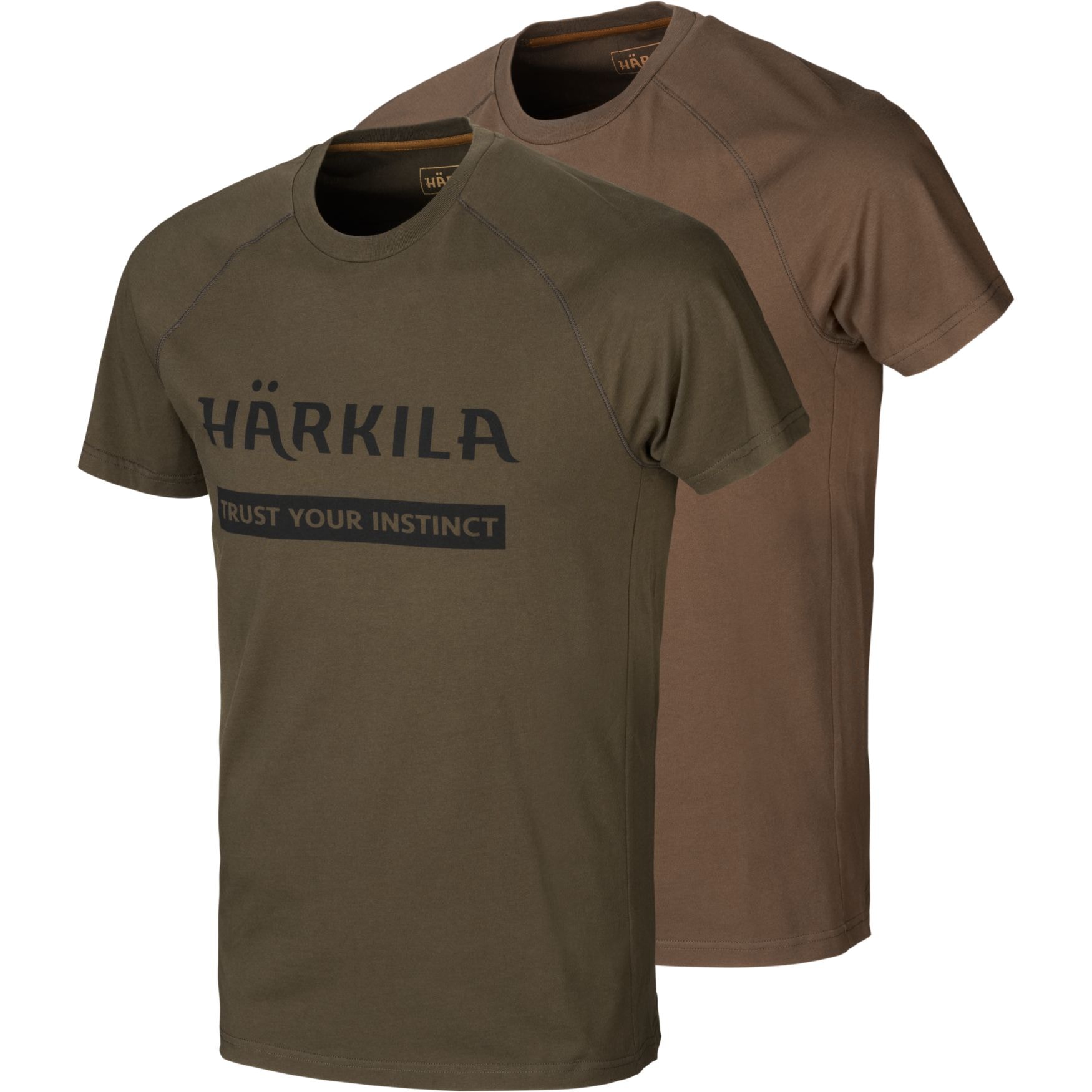 Härkila Härkila logo t-shirt 2-pack Willow green/Slate brown 2XL -
