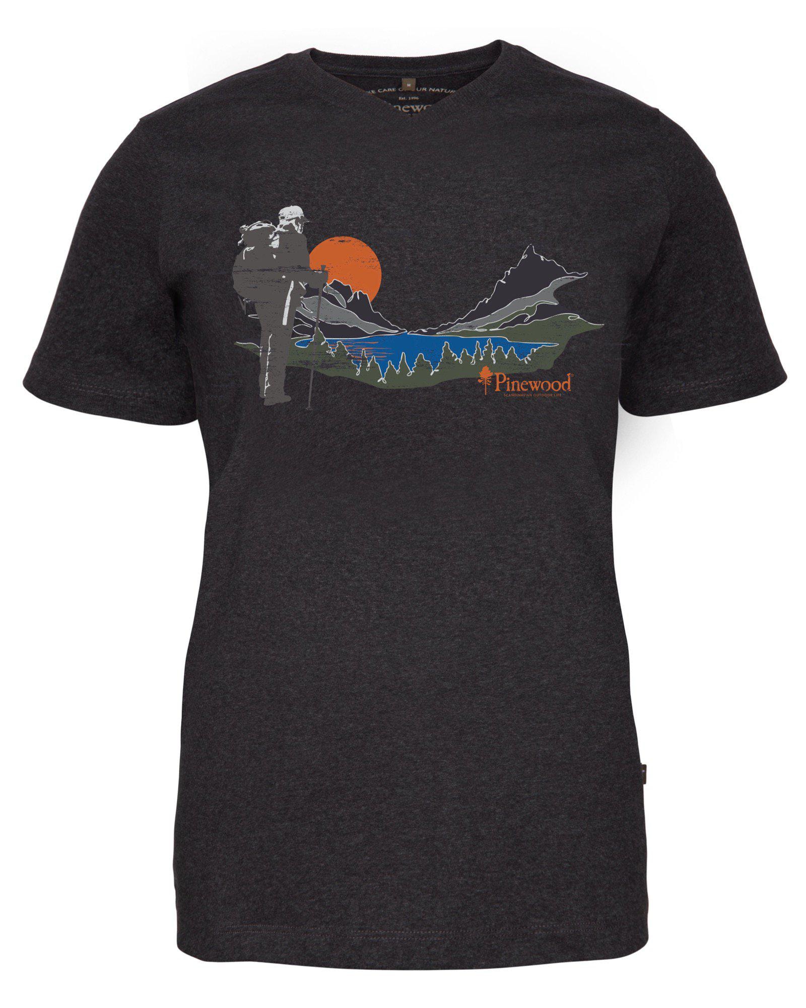 Pinewood Finnveden Recycled Outdoor T-Shirt Dam Dark Anthracite Melange Sunset