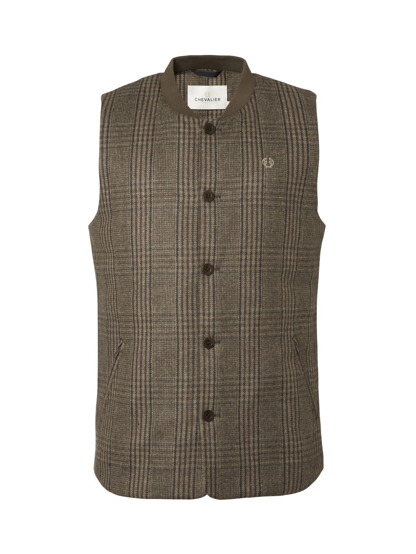 Chevalier Sion Fill100 Tweed Vest Men Dark Brown Glencheck S -