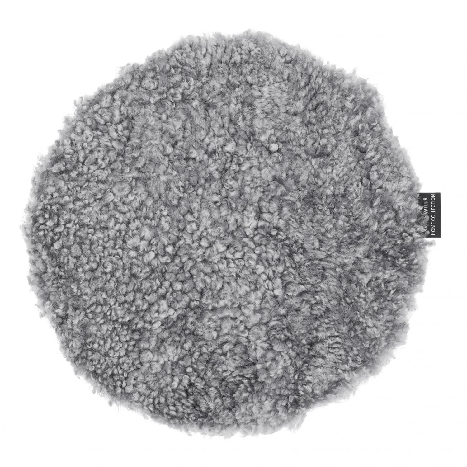 Sheepskin Round seat cover 34cm, Charcoal grey silver