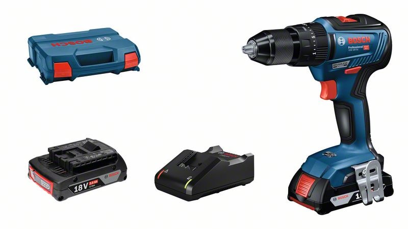 Bosch Slagborrmaskin GSB 18V-55 med 2st 2,0Ah batterier & laddare GAL 18V-40 i L-BOXX