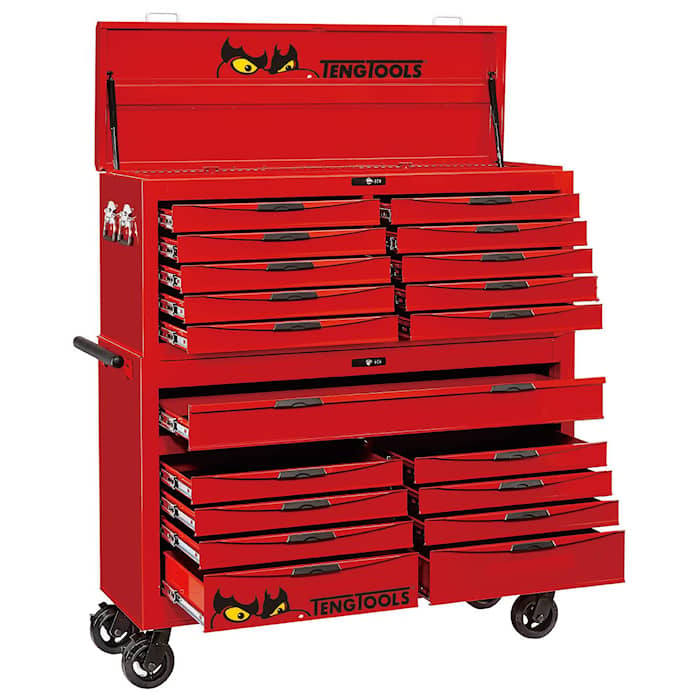 Teng Tools Verktygsvagn TCW819STACK 19 lådor, extra bred, röd