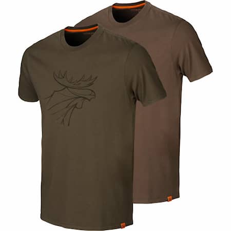 Härkila Graphic t-shirt 2-pack Willow Green/Slate Brown