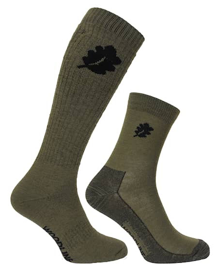 Woodline Socka + Linersocka Merinoull Grön