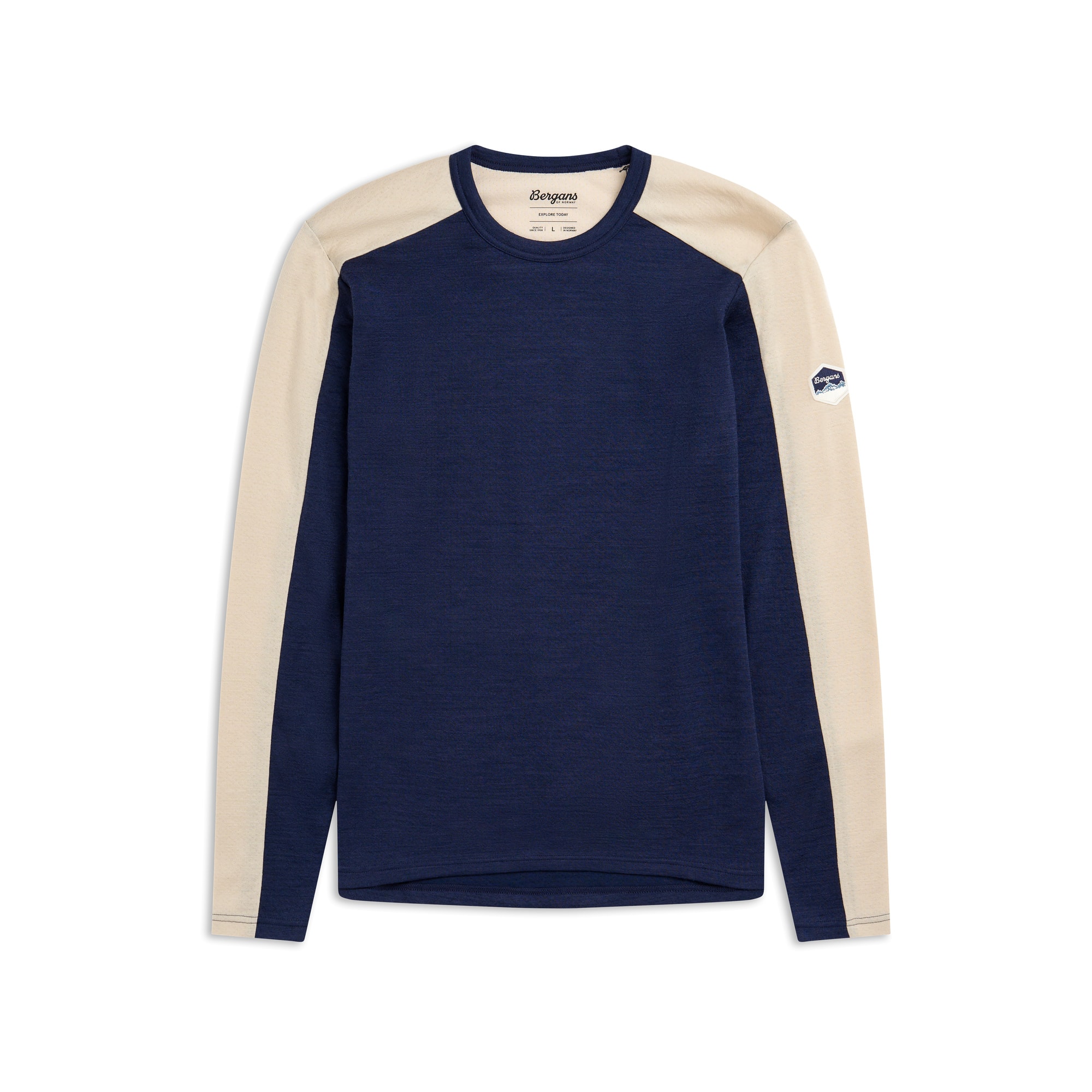 Bergans Inner:Dual Merino L/S Aluspaita Miehet Navy Blue/Bone White