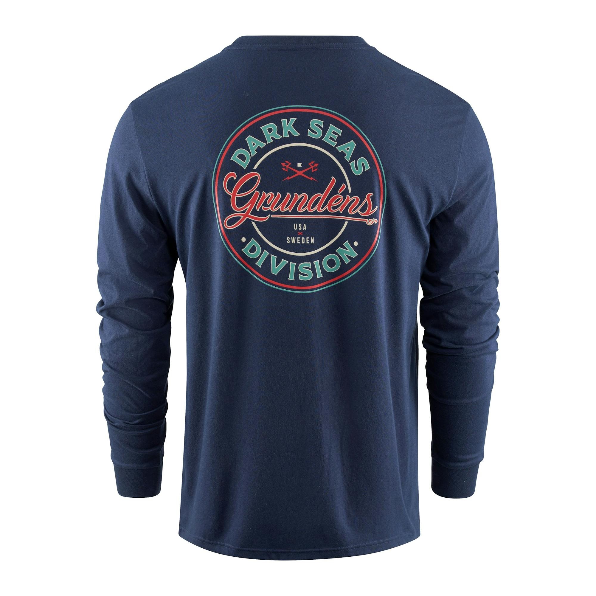 Grundens Dark Seas X Grundens Instinctive LS T-Shirt Herr Mörk marin L