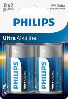Philips Ultra Alkaline-batteri LR20 D, 2-pak