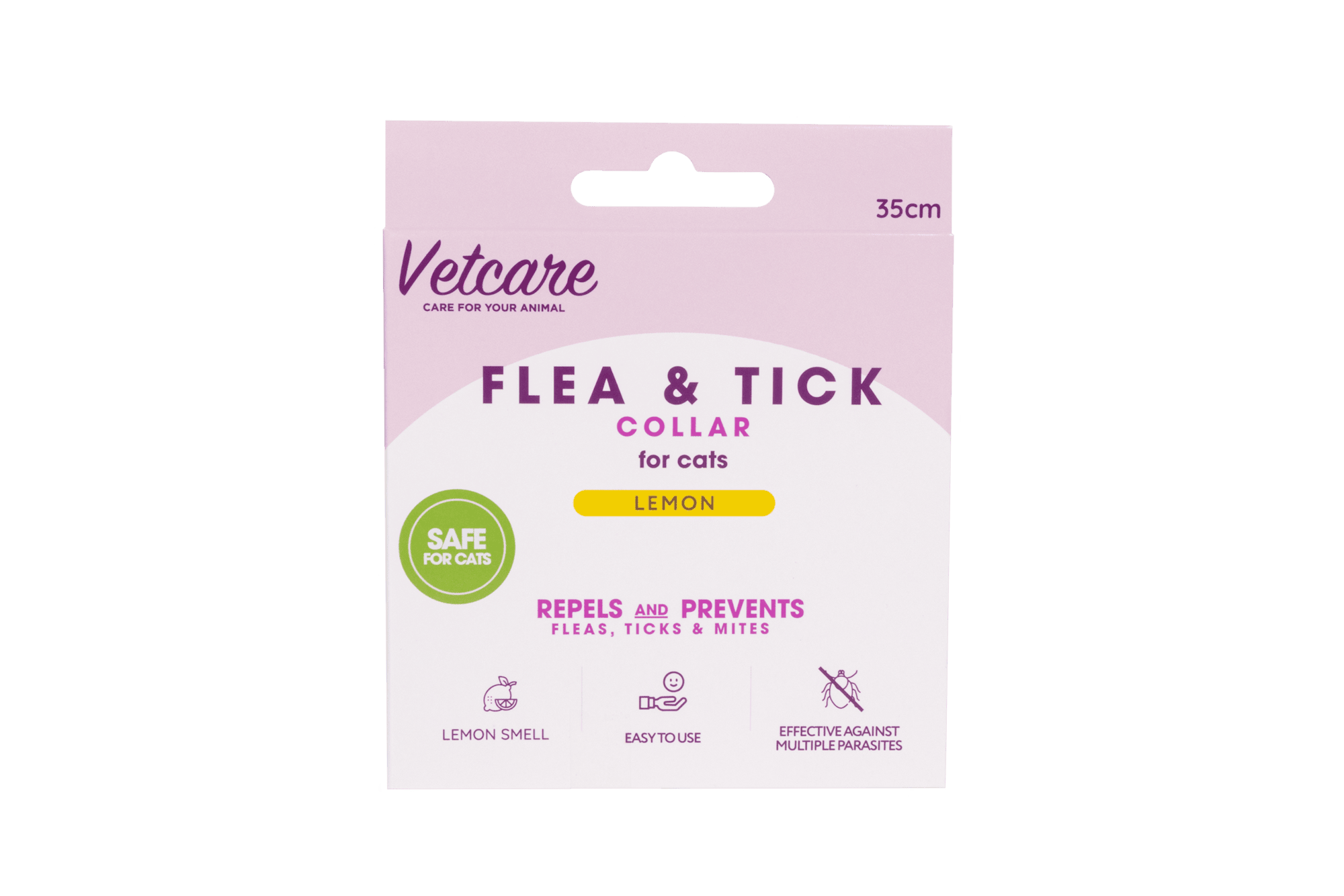 Vetcare Loppe- og flåtthalsbånd for katt 35 cm sitron
