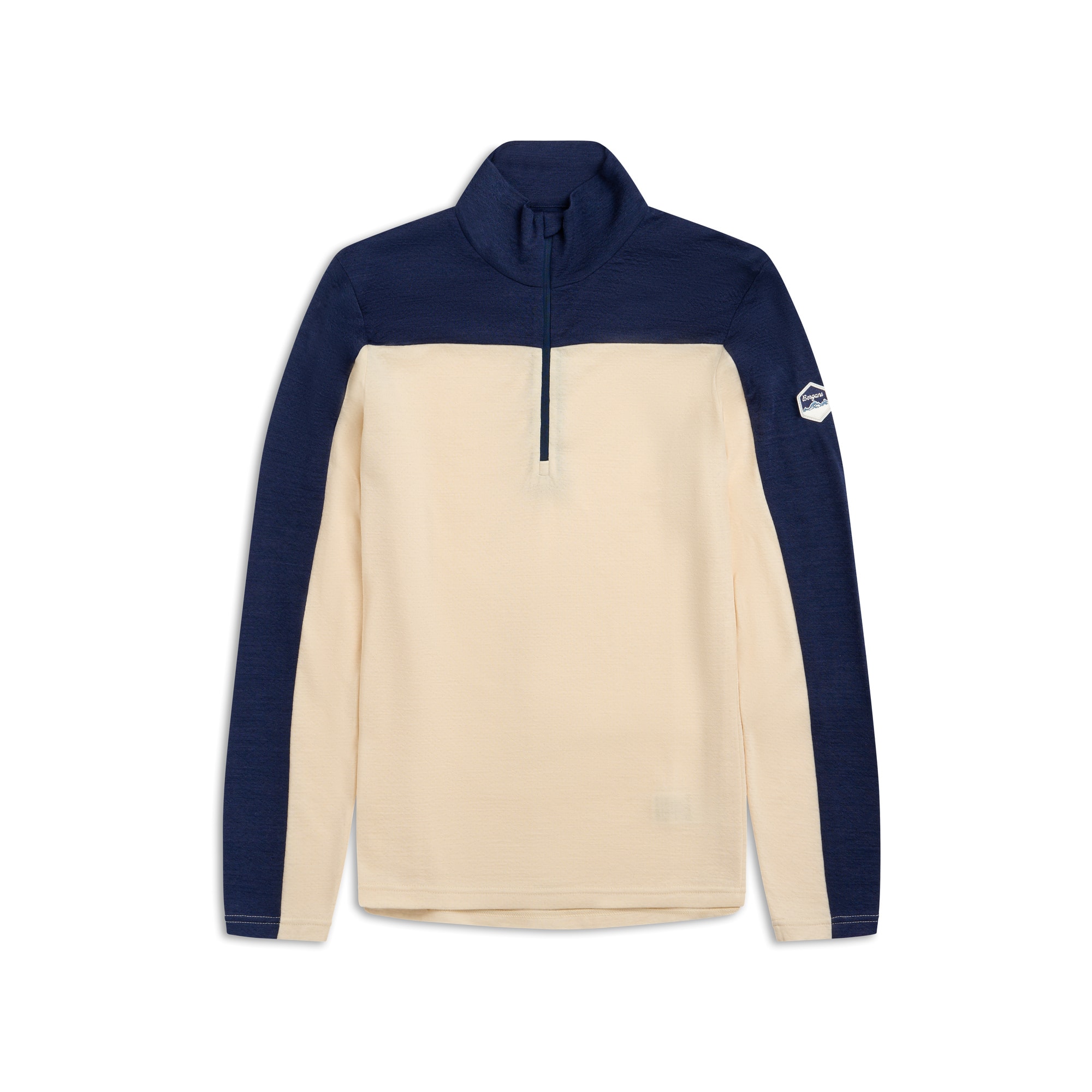 Bergans Inner:Dual Merino Half-Zip Aluspaita Miehet Creme/Navy Blue