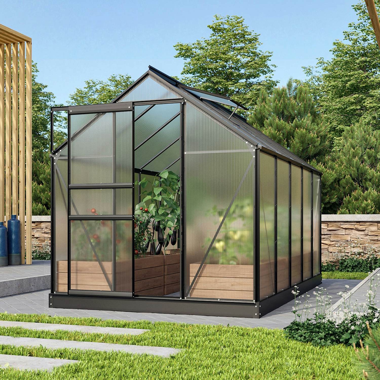 Vitavia Venus 6200 Växthus - 6,2 m2 Svart 4mm Poly - Finns i flera färger