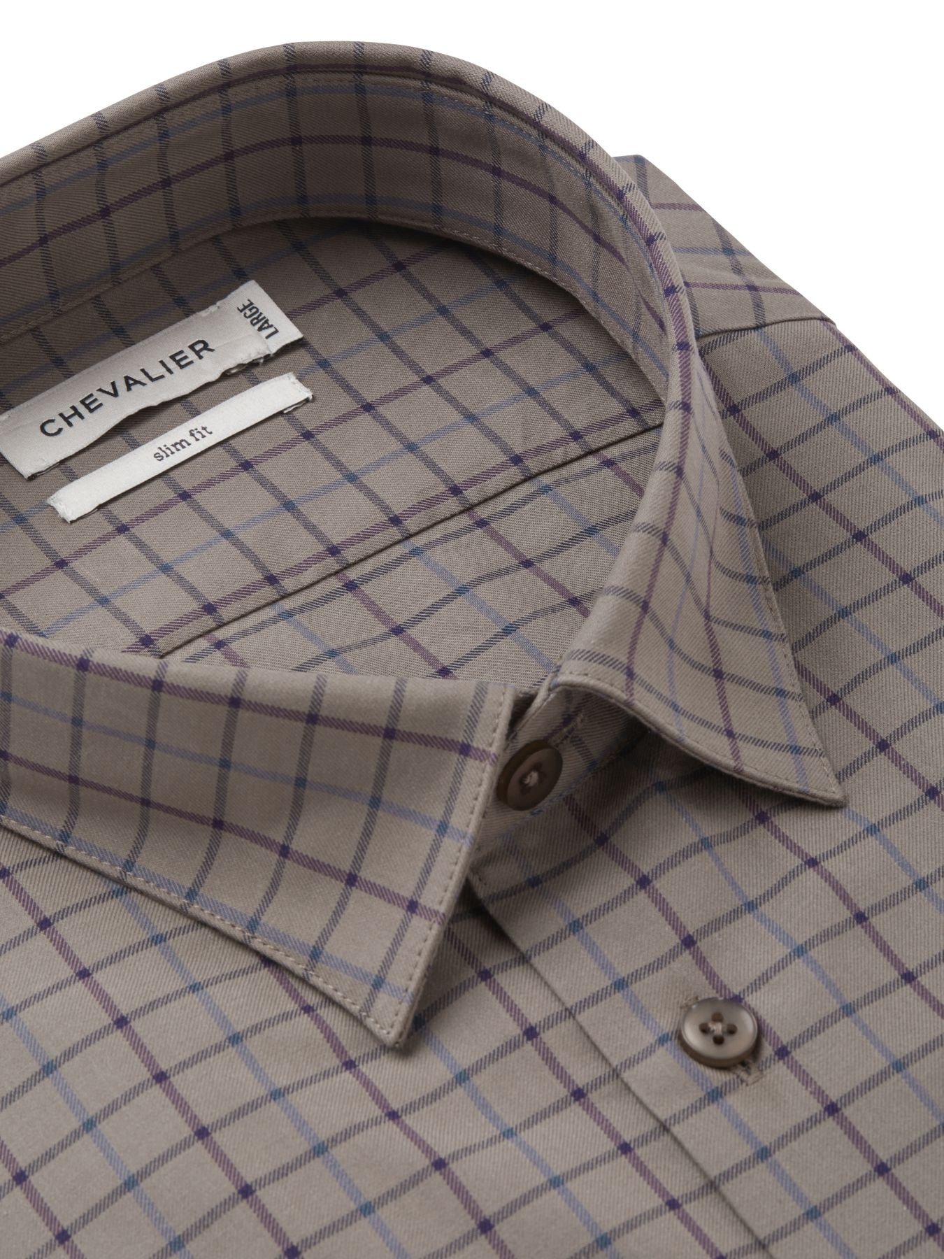 Chevalier Max Shirt Men Saddle Brown Tattersall