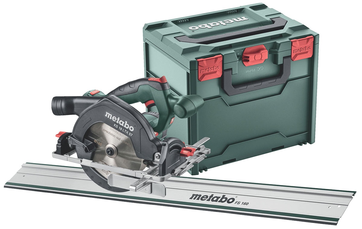 Metabo Pyörösaha KS 18 LTX 57 FS Set 18V ohjauskiskolla FS 160 ilman akkua ja laturia