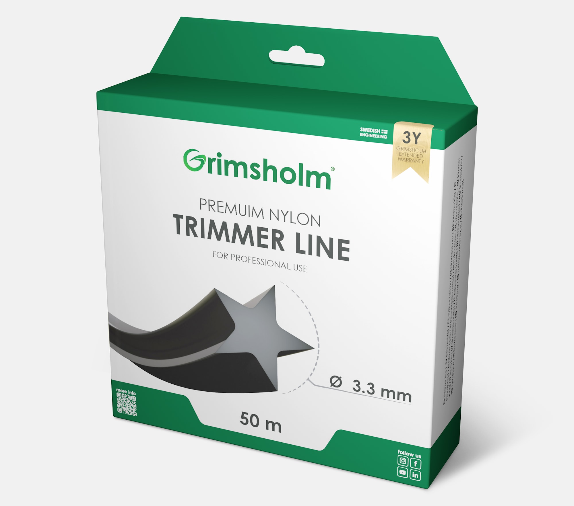 Grimsholm Trimmertåd Stjerne Sort 3,3mm 50m