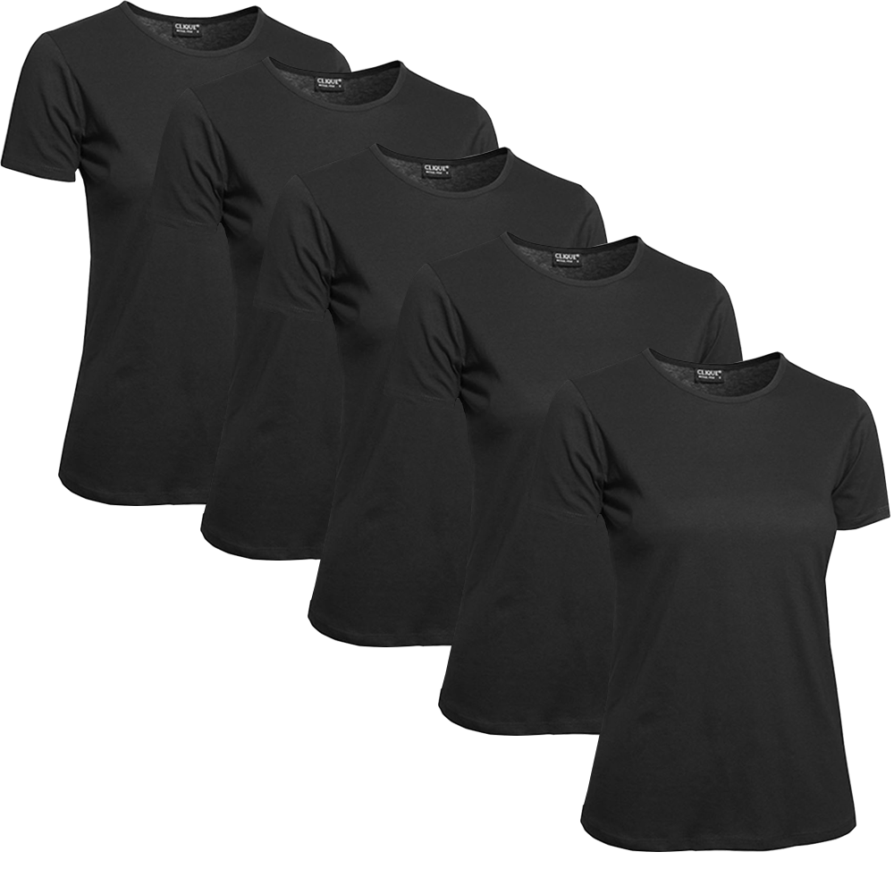 Clique T-shirt Damer 5-pack Sort