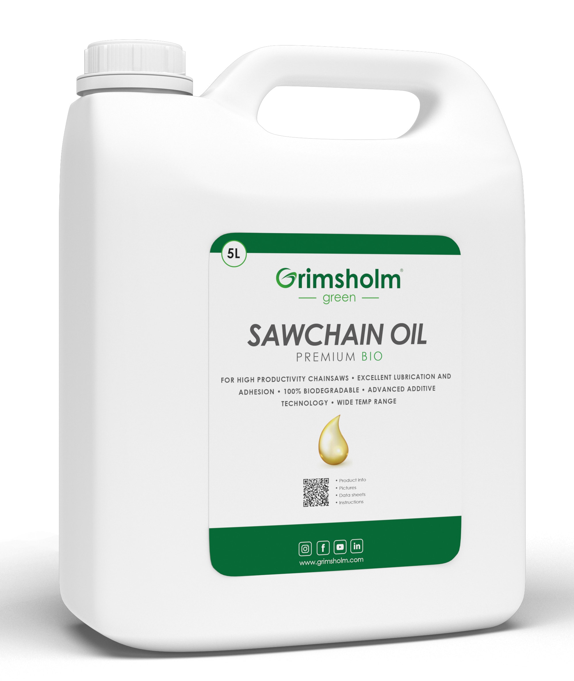 Grimsholm Sawchain oil Premium Bio, 5 L