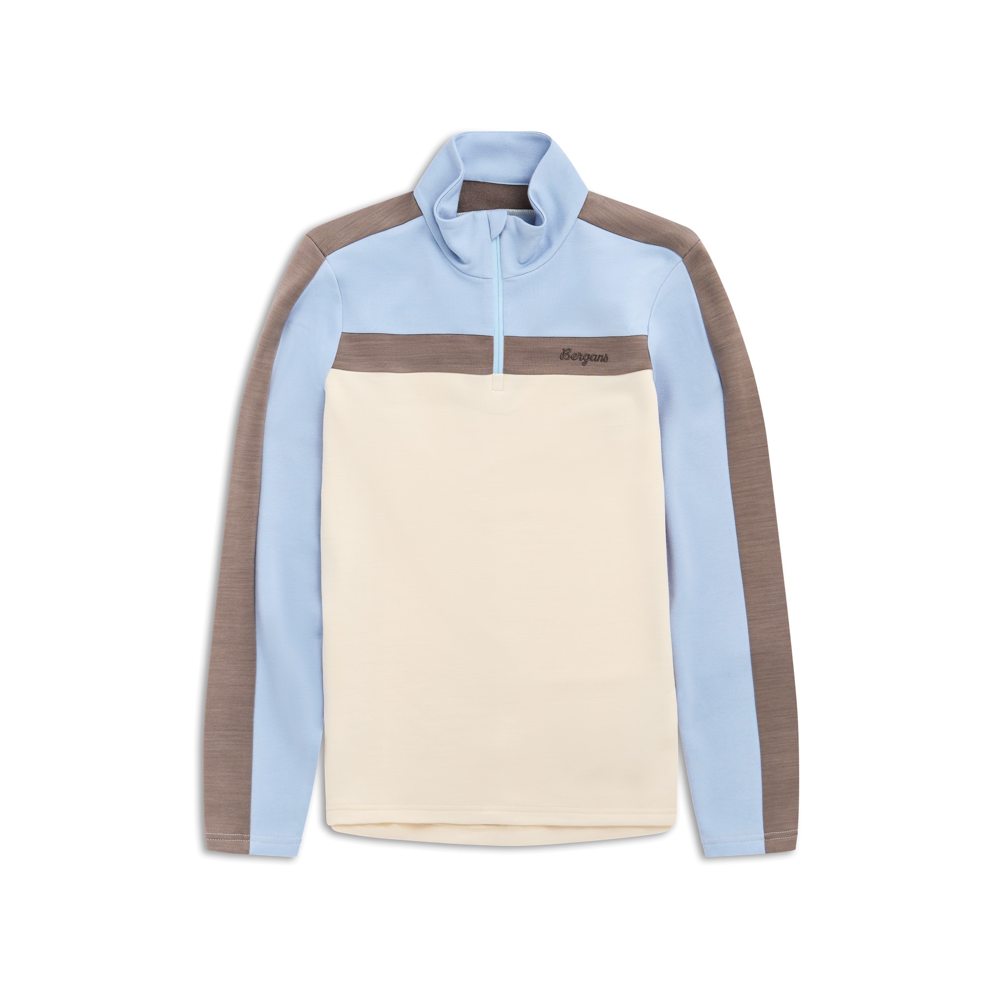 Bergans Uldal Half-Zip Wollpullover Damen Creme/Light Dusty Blue