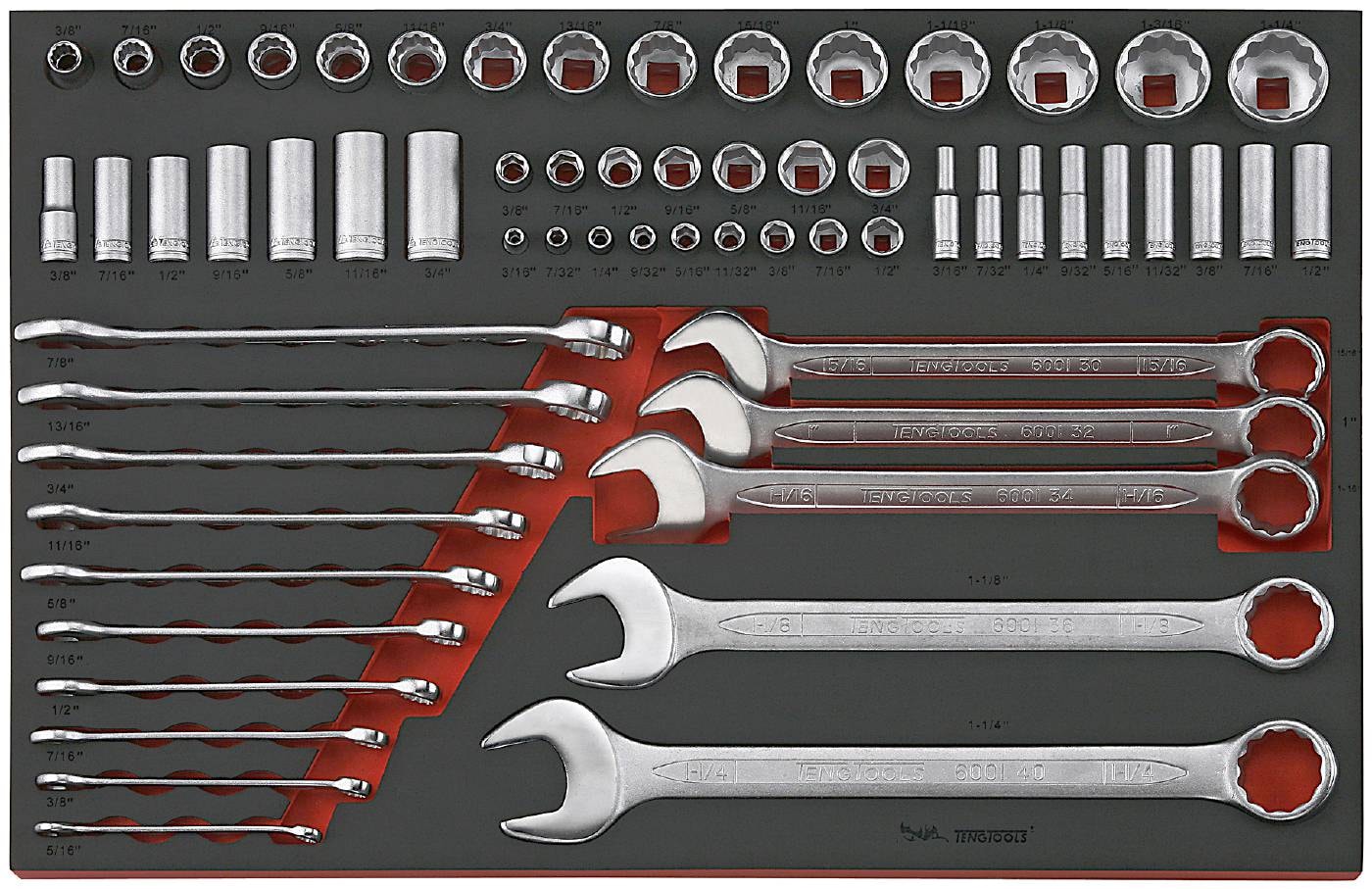 Teng Tools Verktygssats TTEAF62 EVA Tum 62 delar