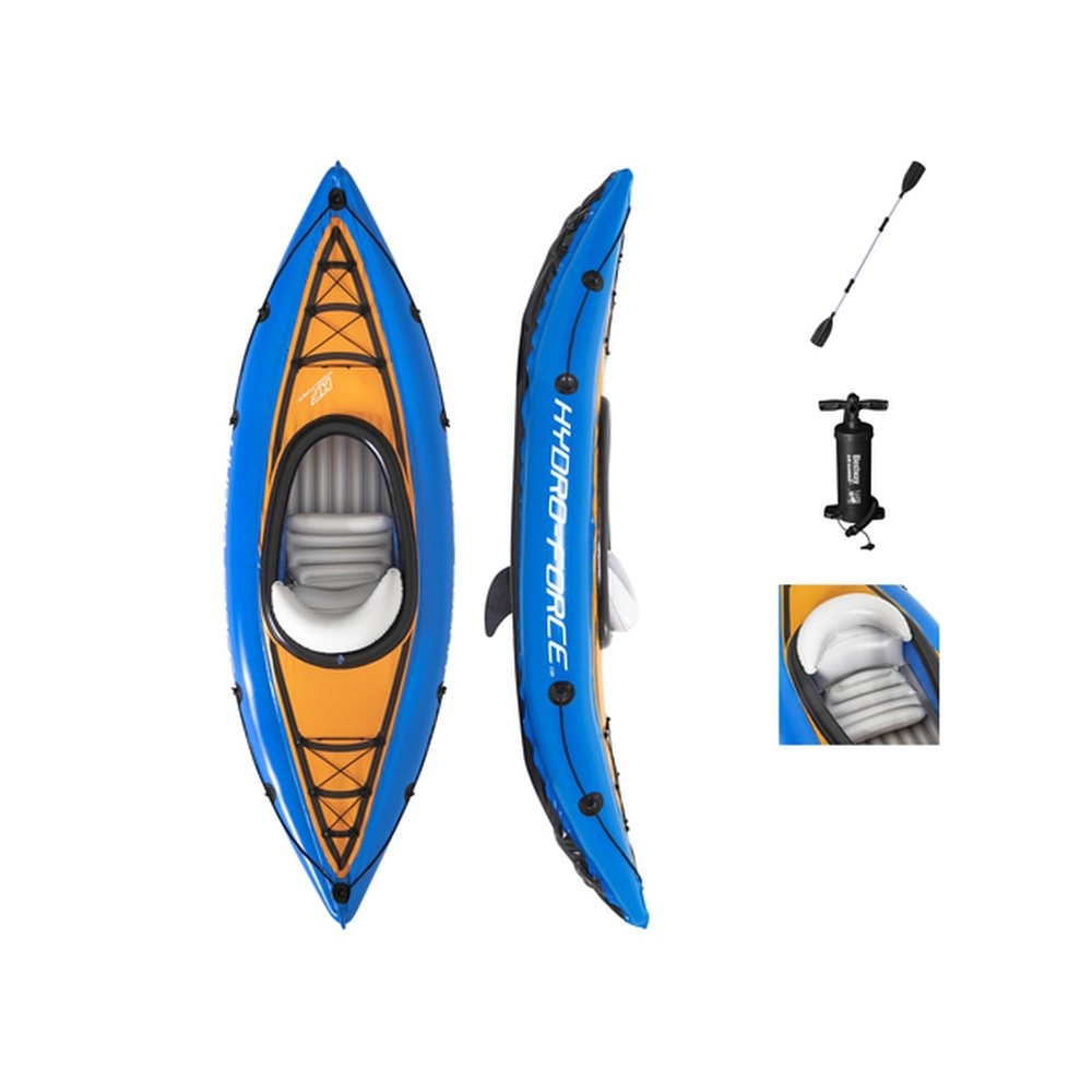 Bestway Hydro Force Cove Champion X1 Einsitzer-Aufblaskajak - Blau - Max. Gewicht 100 kg