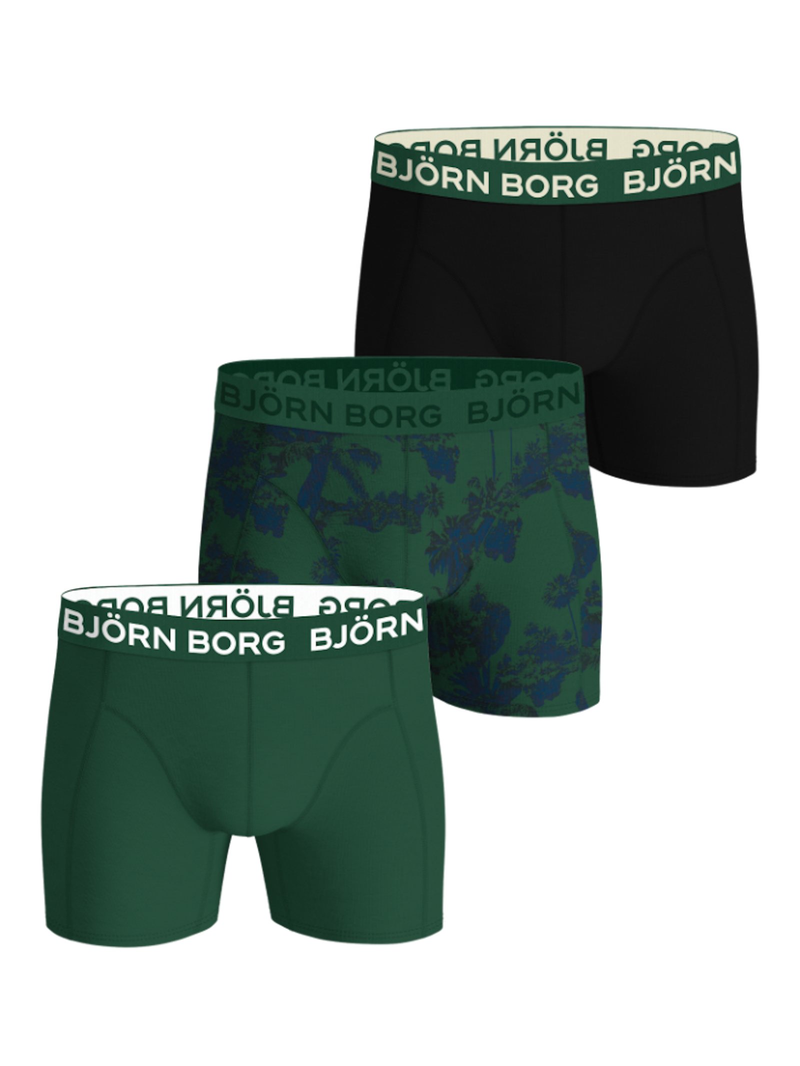 Björn Borg 3-paks undertøy grønn/trykk/svart S -